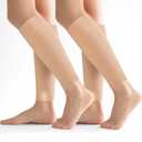 2 Pairs Calf Compression Sleeves Men&Women 20-30mmHg Medical Shin Splint for Leg Surpport Relief Pain Varicose Veins, X-Large, Beige Calf