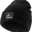 3 x DOCVIT Knit Cuffed Beanie Warm Winter Hats Unisex Skull Knit Cap Fashion Ski Hat for Men and Women (Black)