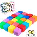 ORB 24 Pack Slow Rising Squishy Stress Cubes - Easy Sqweezy Squishy Cubes - Soft Dough Stress Balls and Fidgets for Anxiety and Stress Relief - Classroom Rewards, Party Favors for Kids, Teens, Adults