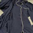 Amazon Essentials Women's Cotton Modal Long-Sleeve Shirt and Full-Length Bottom Pajama Set (Medium, Navy)