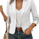FOLUNSI Women's Cropped Blazer Jacket Office Casual, Medium