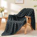 BEDELITE Bluish Black Throw Blanket Twin Size for Bed- Super Soft and Warm 3D Checkered Fluffy Fuzzy Fleece Blanket, Luxurious Plush Cozy Blanket for Room Decor for, Gift for Women, 60x80 inches