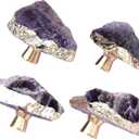 Amethyst Drawer Cabinet Knobs Purple Crystal Stone Knobs Handles Gold Plated Gemstone Cupboard Pulls Decorative for Home Office 4 Pack