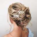 UNSUTUO Bride White Flower Wedding Hair Pins Clips Rhinestone Silver Bridal Hair Piece Accessories for Women, Set of 3 (Gold)