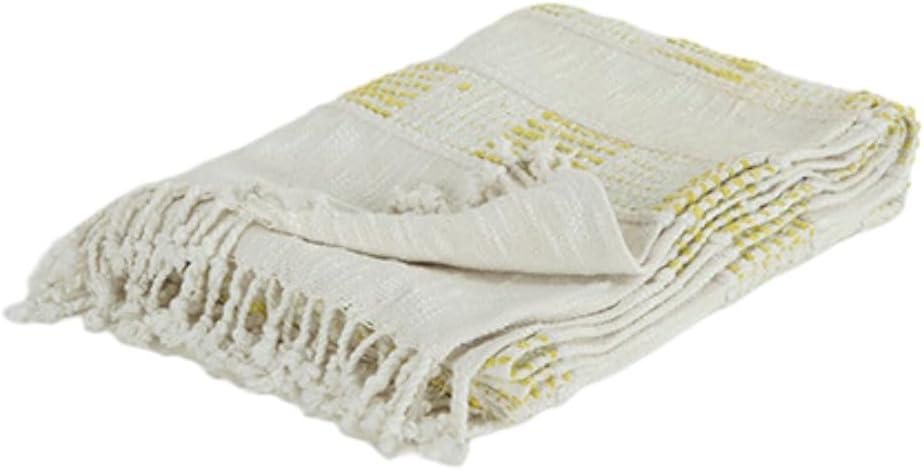 Yellow Woven Cotton Throw Blanket