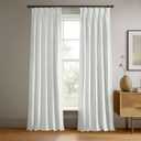 HPD Half Price Drapes Velvet Blackout Curtains/Drapes - 108 Inches Long 1 Panel Blackout Curtain Signature Pleated for Living Room & Bedroom - 25W X 108L, Primary White