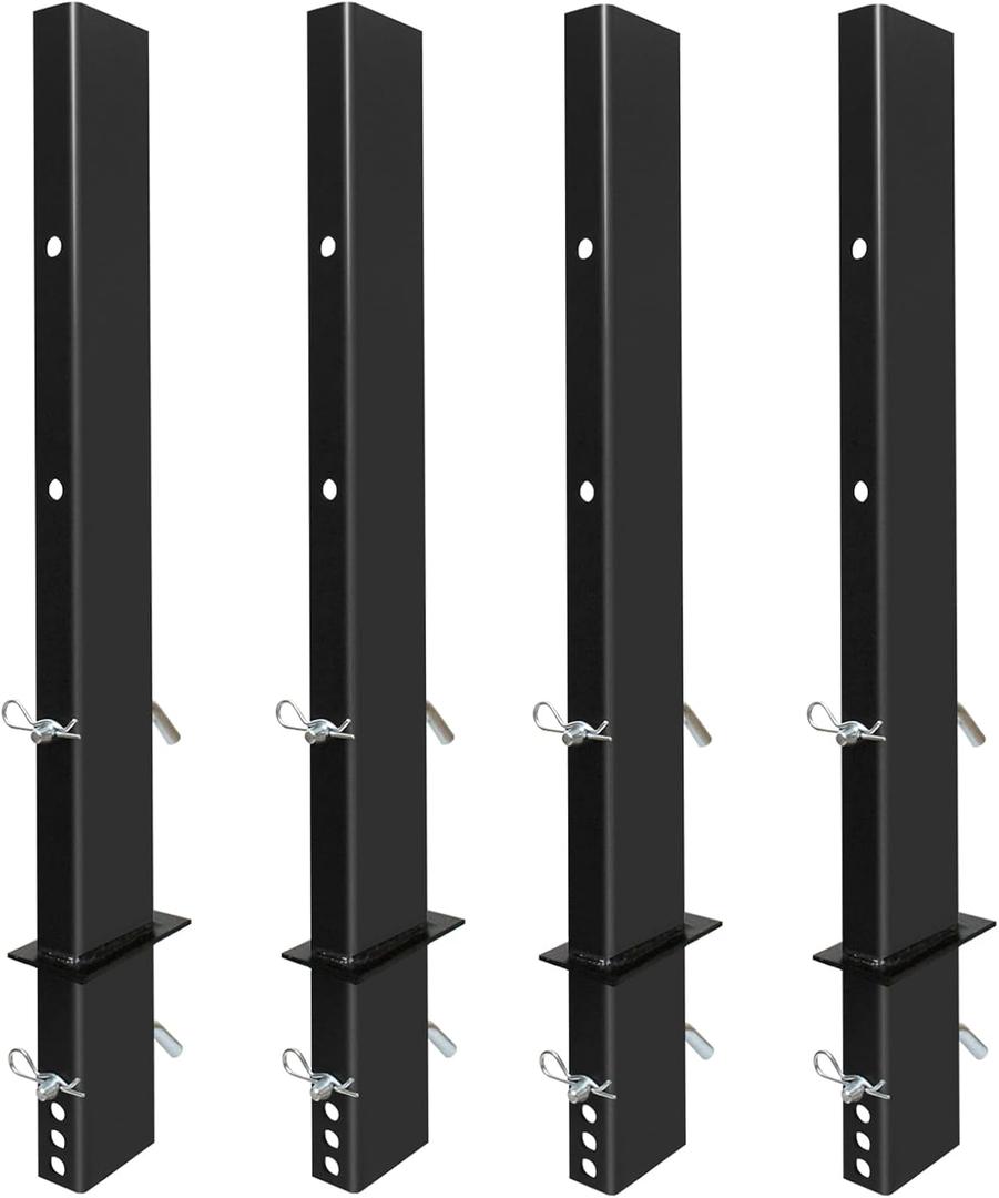 4 Pack Upgraded 30 inch Pipe Stake Black for Flatbed Trailer with 1/2 D Ring Welded, 30 inch Flatbed Trailer Stake Side Rail