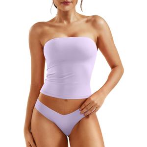 YEOREO Ease Women Sexy Long Tube Tops Double Lined Basic Y2K Summer Cute Strapless Fitted Bandeau Going Out Crop Top, XL