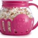 Ecolution Patented Micro-Pop Microwave Popcorn Popper with Temperature Safe Glass, 3-in-1 Lid Measures Kernels and Melts Butter, Made Without BPA, Dishwasher Safe, 1.5-Quart, Pink