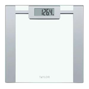 Taylor Digital Glass Bathroom Scale for Body Weight, Durable Platform, Digital Weighing Machine for People, Easy-to-Read Display, 350 lb Capacity, Clear