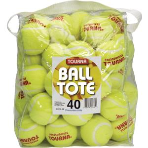 Tourna Pressureless Tennis Balls with 40 Ball Vinyl Tote, Yellow Tourna Pressureless Tennis Balls with 40 Ball Vinyl Tote, Yellow