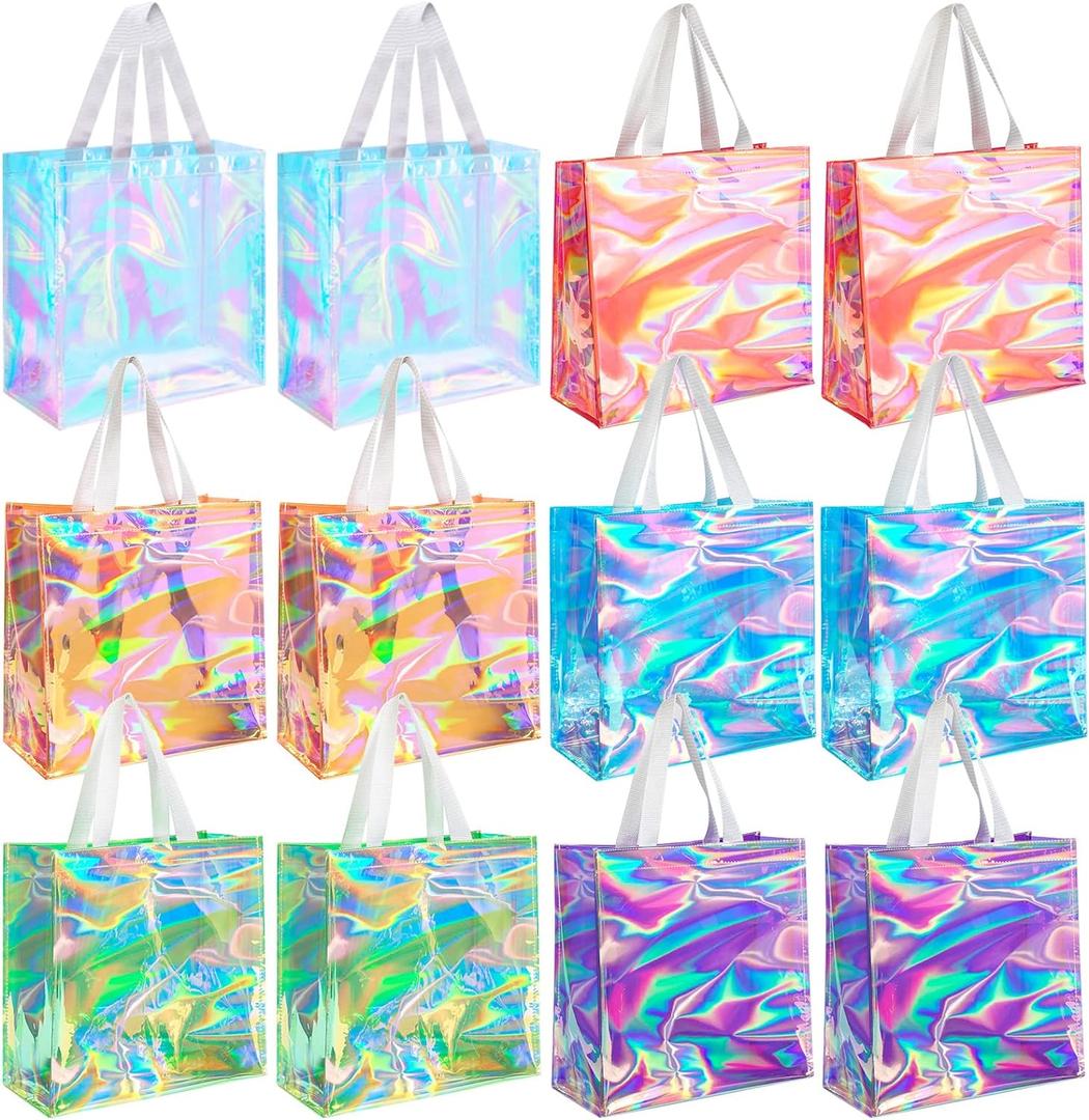 12 Pcs Bulk Stadium Approved Clear Tote Bags 12 x 12 x 6 Inch Large Clear Plastic Tote Bag with Handles for Work Sports (Bright Color)