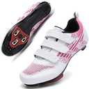 Unisex Road Bike Cycling Shoes Compatible with Peloton Shimano SPD Bike Riding Shoes for Men Women, 3 Straps, Pre-Installed Delta Cleats for Indoor Outdoor Cycling Biking Size 40