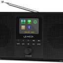 LEMEGA IR4S Stereo WiFi Internet Radio,FM Digital Radio, Spotify Connect, Bluetooth Speaker, Dual Alarms Clock, 40 Presets, Headphone-Output, Batteries or Mains Powered  Black Finish