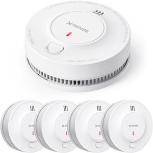 X-Sense Smoke Alarm, 10-Year Battery Fire Alarm Smoke Detector with LED Indicator & Silence Button, SD2J0AX, Pack of 5