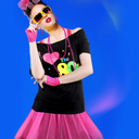 I Love The 80's Disco Outfits Costume Accessories for Women Shoulder Top Headband Earring Necklace for Halloween Party