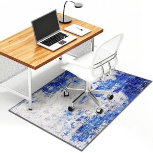 Office Chair Mat for Hardwood Floor, 35"x47"x1/10 Desk Chair Mat, Machine Wash Large Floor Protector Rug, Anti Slip Office Rugs for Rolling Chairs (Blue)