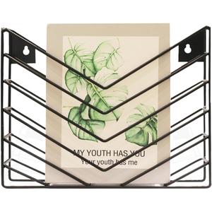 CROISSANT Black Wall Mounted File Organizer,Metal Magazine Basket, Concave Wall Mounted Magazine Rack, Suitable for Hanging File Folders for Office Living Room (Black, 1 Pack)