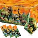 Tiamon Set of 3 Dinosaur Tablecloth Dinosaur Party Table Covers Plastic Tablecloth for Kids Adults Birthday Party Picnic Supplies 54 x 108 Inch (Yellow)