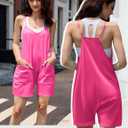 Womens Romper Shorts for Summer Casual Loose Sleeveless Spaghetti Strap Overalls Jumpsuit with Pockets 2026 Outfits (Pink, L)