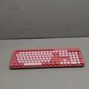 Wireless Keyboard, Retro Round Keycaps, Full-Size Cute Typewriter Keyboard with Large Phone/Tablet Holder, Auto-Sleep, 2.4GHz Cordless Connection for Windows/PC/Laptop