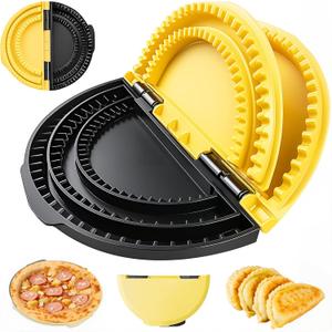 2 x 3-in-1 Tortilla Sealer - Adjustable Size For 6"-8-10" Crust,Detachable Tortilla Sealer Leak-proof Shark Tooth Design Dishwasher Safe, Suitable for Burritos,Dumplings,Pancakes (Yellow) (Yellow)
