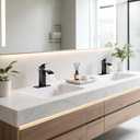 Matte Black Bathroom Faucets, Waterfall Bathroom Sink Faucet Modern Single Handle Bathroom Faucte 1 or 3 Hole, RV Mixer Tap Vanity Faucet - Includes Pop-up Drain Supply Hoses Deck Plate