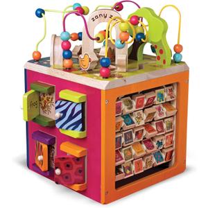 B. toys  Wooden Activity Cube  Activity Center  Educational Toy  Wooden Toys For Toddlers, Kids  1 Year +  Zany Zoo