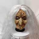 Old Lady Witch Mask with White Hair, for Halloween Costume Party, Masquerade