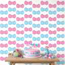 2 x 8 Pcs Gender Reveal Party Decorations 8.2 ft Pink and Blue Bow Baby Shower Banner Cute Gender Reveal Hanging Garland Photo Backdrop for Birthday Wedding Party Supplies