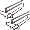 2 Wine Glasses Holder, 10 Inch Punch-free Glass Rack Holder Cabinet Storage Space-Saving for Kitchen Bar Home Wine Lovers (White) (Brown)