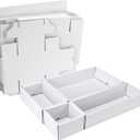 30 PCS White Sturdy Cardboard Drawer Organizers, Minimalist Paperboard Storage Bins for shelf Desk Drawer Closet Cabinet, DIY Labeling, for Kitchens, Pantries, Offices, Classrooms