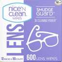 Nice 'N CLEAN SmudgeGuard Lens Wipes (600 Total Wipes) | IndividuallyWrapped, PreMoistened, AmmoniaFree Lenses Wipes | Lens Cleaning Wipes for Eyeglasses, Camera Lens, Goggles, Sunglasses