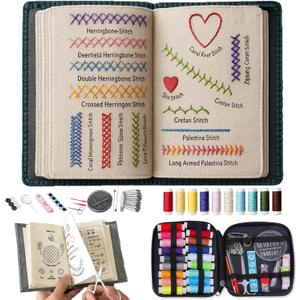 2026 Upgraded Embroidery Stitch Book Kit for Beginner, DIY Book Embroidery Kit with Full Tools and Instructional Tutorial 106 Patterns for Craft Lovers and Sew EnthusiastDIY Craft Lovers(1pack--)