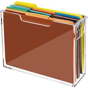 Acrylic File Folder Organizer, Clear Hanging File Organizer Box for Letter Size, Desktop File Holder with Handles, Slim Filing Storage Box for Desk Office Home Work -1 Pack
