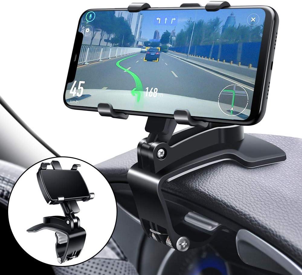 Car Phone Mount, 360 Degree Rotation Dashboard Clip Mount, Compatible with iPhone 11/12 Pro Max XS Max XR 8 8Plus 7 Samsung Galaxy S10 S9 S8 LG and More