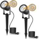 L LOHAS LED 12W Dusk to Dawn Outdoor Lighting, Auto On/Off 3000K Landscape Outdoor Spotlight, IP66 Waterproof Plug in Spot Lights for Yard, Garden, House, Pathway, Plant(2 Pack)