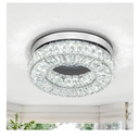11.8” Crystal Ceiling Light Fixture, Modern Round Chandeliers 6500K Cool White Flush Mount Ceiling Light, LED Small Chandelier for Hallway Bedroom Foyer Kitchen Bathroom