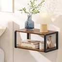 Floating Nightstand, Wood Bedside Shelf Wall Mounted Nightstand with Heavy-Duty Frame, Floating Bedside Table for Bedroom, Bathroom, Kitchen, (Vintage Brown, 1 Pack)