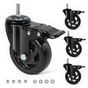 Caster Wheels 4 Inch, Swivel Threaded Stem Casters Set of 4 Heavy Duty 2000lbs, 3/8" -16 x 1 (Stem Diameter 3/8", Stem Length 1") Locking Casters Wheels Black