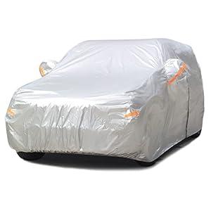 SEAZEN 2 Layers SUV Car Cover Waterproof All Weather, Outdoor Car Covers for Automobiles with Zipper Door, Hail UV Snow Wind Protection (Length Up to 190")