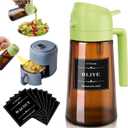 Olive Oil Sprayer for Cooking 2 in 1 - Oil Dispenser with Spray and Pour, 16oz/470ml Brown Oil Spray Bottle for Kitchen, Air Fryer, Salad, BBQ (Green)