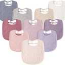 Susurration Muslin Baby Drool Bibs 10Pack Soft Square Adjustable Bandana Bibs for Unisex Baby Girls & Boys