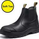Men's Work Boots Steel Toe Soft Toe Waterproof Slip On Anti-Puncture Slip Resistant Safety Working Boots (11.5 Wide)