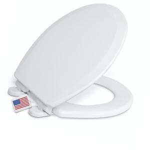 Centoco Round Toilet Seat, Heavy-Duty Wood Core with Plastic Scratch-Resistant Finish, Soft Close, Made in the USA, DSAMAZ7SC-301, Crane White (Cotton/Bright)