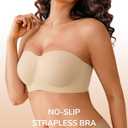 Strapless Bras for Women Jelly Supportive Bandeau Non Slip Wireless Push Up Padded Seamless Tube Top Everyday Bra 40B,40C.40D,40DD,38DDD,2XL,Nude (XXL)