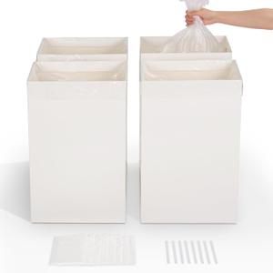 Trash Can 13 Gallon Disposable Cardstock (4 Packs with 8 Waste bags), 13 Gal Collapsible Portable Cans Perfect for Kitchen, Outdoor RV Camping, Party Events, Large Tall Pop Up Recycle Garbage bin