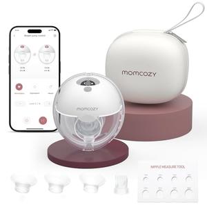 Momcozy M5 Smart APP Controlled Wearable Breast Pump, Hands-Free Wireless Electric Pump, 3 Modes 9 Suction Levels, BPA-Free, Portable Lightweight, 24mm Flange, 1-Pack Quill Gray