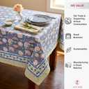 ATOSII Clover Pink 100% Cotton Fall Tablecloth, Handblock Print Rectangle Table Cover for Kitchen Dining Linen I Parties, Weddings, Outdoors, Easter Table Cloth Decor 60 X 90 Inches I 6 Seater