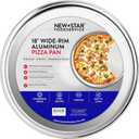 New Star Foodservice Aluminum Wide Rim Pizza Tray Pizza Pan (Silver, 18-Inch)
